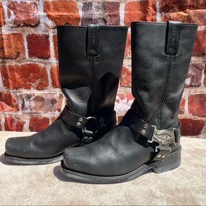 Harley-Davidson  EUC Leather Silver Eagle Metal Harness Boots Size 9